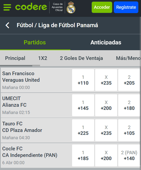 Apuestas Deportivas y Casino Online Codere Panama