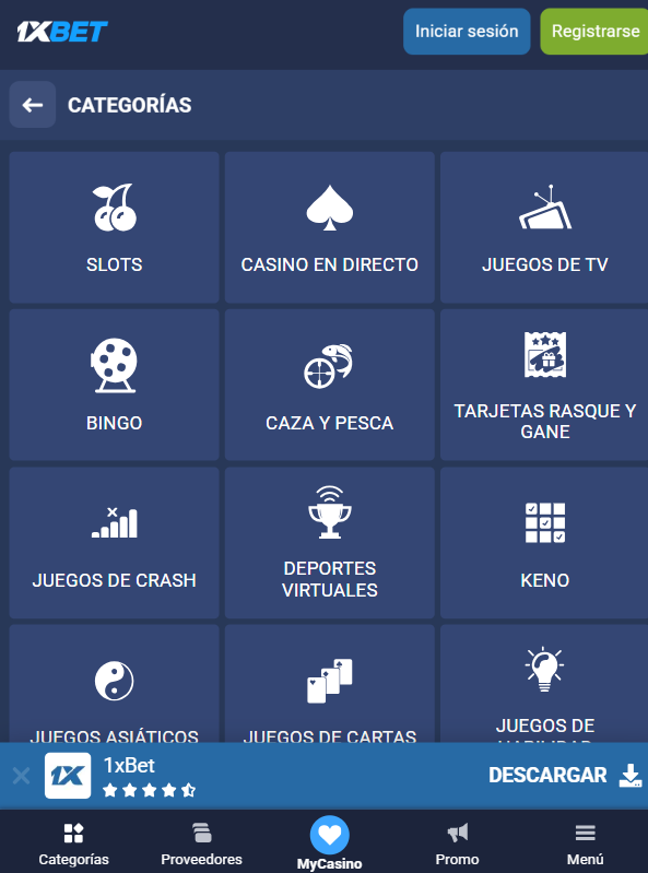 Juegos de casino en 1xBet